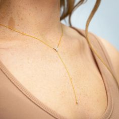 14k Yellow Gold 0.12ctw Diamond Lariat Necklace - Etsy Diamond Lariat Necklace, Lariat Necklace, Pendant Necklaces, Necklace Etsy, Yellow Gold, Necklaces, Ships, Pendant Necklace, Pendant