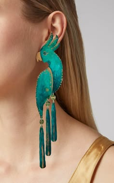 Verdigris Cockatoo Earrings– We Dream in Colour Bold Statement Jewelry, Pulseras Diy, Confidence Tips, Birdwatching, Colorful Earrings, Trendy Earrings, Fashion Jewelry Earrings, Fabric Jewelry, Brass Earrings