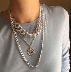 Letizia Layered Chain Necklace - The Songbird Collection Solitaire Diamond Necklace, Baguette Diamond Necklace, Diamond Cross Necklace Gold, Diamond Circle Necklace, Dainty Diamond Necklace, Layered Chain, Layered Chain Necklace, Bezel Necklace, Diamond Cross Necklaces