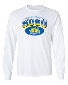 South Dakota State Jackrabbits Long Sleeve Tee Shirt - SDSU Full Color Fade Plus Primary Logo Long Sleeve T-shirt With Team Logo For Streetwear, Long Sleeve T-shirt With Team Name For Fans, Collegiate Long Sleeve Tops With Team Logo, Long Sleeve Team Logo T-shirt For Streetwear, Long Sleeve T-shirt With Team Logo For Fan Gear, Long Sleeve Letter Print Fan T-shirt, Long Sleeve Cotton T-shirt With Team Name, Long Sleeve Logo Print Tops For Fan Gear, College Long Sleeve Tops With Team Logo