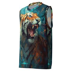 Looking for a basketball jersey that will take your game to the next level? Look no further! Made with recycled polyester fabric, this High-Tech Basketball Jersey/Tank Top Shirt with a Savage Tiger Design is designed to keep you cool and dry even in the heat of competition. Style it as a streetwear piece and turn heads both on and off the court. *  100% recycled polyester fabric *  Fabric weight: 4.7 oz/yd² (160 g/m²) *  Two-way stretch fabric *  Moisture-wicking material *  Regular fit *  UPF50 Unique Clothes, Tiger Tank, Tiger Design, Clothes For Men, Mens Basketball, Unique Outfits, Basketball Jersey, Sports Shirts, Summer Shirts