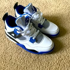 These Shoes Are Brand New Without Box Size 7 Blue Jordans 4s, Blue Jordan 4’s, Jordan 4 Motorsport, Shoes For Back To School, Bts Shoes, Outfits Latina, Casual Shoes Women Sneakers, Nike Shoes Women Fashion, Beauty Apps