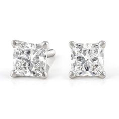 Prazana® Lab-Grown Diamonds 1.00ctw princess cut white lab-grown diamond, rhodium over 18k white gold stud earrings. Measure approximately 3/16"L x 3/16"W and have screw back backings. IGI certified E-F color, SI clarity minimum. Princess Cut Lab Grown Diamond Jewelry With Accents, Lab Grown Diamond Jewelry With Princess Cut Diamond Accents, 14k White Gold Jewelry With Princess Cut Prong Setting, 14k White Gold Princess Cut Jewelry With Prong Setting, Princess Cut 14k White Gold Jewelry With Prong Setting, Square Cut Lab Grown Diamond Jewelry For Anniversary, Anniversary Jewelry With Square Cut Lab Grown Diamond, Fine Jewelry With Princess Cut Lab Grown Diamond, Fine Jewelry With Lab Grown Princess Cut Diamond