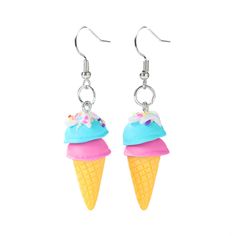 PRICES MAY VARY. Eye-catching Design: These dangle earrings feature realistic resin ice cream charms, adding a playful and whimsical touch to your outfits. Lightweight and Comfortable: Made from lightweight materials, these earrings are comfortable to wear all day long without causing any discomfort. Versatile Style: Perfect for summer or any fun occasions, these cute ice cream earrings add a touch of sweetness to your overall look. Thoughtful Gift: These lovely earrings make a delightful gift f Vsco Earrings, Fun Earrings Unique, Preppy Earrings, Ice Cream Earrings, Crazy Earrings, Emo Accessories, Cream Earrings, Cute Emo, Lovely Earrings