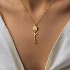 "Discover the perfect gift for special occasions with our Personalized Birth Flower Necklace. Each elegant necklace is designed to represent your loved one's birth flower, carrying a unique and meaningful message. Make it extra special by personalizing it with a name or date. Crafted from high-quality materials, this necklace is a stylish and thoughtful gift option that will be cherished for years to come. Handmade item Material: 925 Sterling Silver Ships from a small business in Turkey Adjustable length Style: Minimal Can be personalized Made to order H O W * TO * O R D E R Step 1 : Choose the colors: Gold, Rose Gold or Silver. Step 2 : Choose necklace length: 14\" to 20\" available (inches) Step 3 : Add your personalization: Simply use the 'PERSONALIZATION BOX' to let us know the FLOWER Elegant Rose Design Charm Necklace Gift, Elegant Rose Design Charm Necklace For Gift, Delicate Rose Gold Birth Flower Necklace, Dainty Rose Design Necklaces For Mother's Day, Elegant Charm Necklace With Flower Charm For Personalized Gift, Elegant Flower Pendant Charm Necklaces For Mother's Day, Delicate Flower Charm Necklace For Mom, Elegant Flower Charm Necklace For Personalized Gift, Delicate Flower Charm Necklace As Gift For Mom