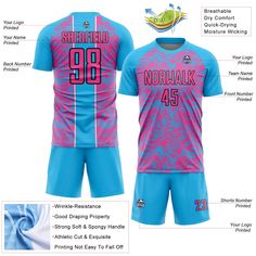 Order the jersey with special name & number you want from our shop, making a vibrant look on the field or daily life! Features: 1. Material: Made from 100% polyester wicking knit with 95% polyester / 5% spandex wicking pinhole mesh 2. Jerseys with sublimation printed name and numbers 3. Moisture-wicking fabric has spongy handle, good draping property and elasticity as well as good dimensional stability and wrinkle-resistance 4. Breathable & Quick-Drying 5. Athletic Cut & Exquisite stitching not easy to fall off 6. Slim fit follows your body's shape closely to let you move freely 7. Ventilated mesh panel insertsy 8. Set includes jersey, shorts with drawstring elastic waistband 9. Tagless Collar offers clean comfort 10. Machine washable, tumble dry low 11 Imported Blue Jersey With Letter Print For Sports Season, Blue Breathable Fitted Sublimation Design, Fitted Blue Breathable Sublimation Design, Blue Sports Jersey With Custom Print, Blue Fitted Jersey For Sports Season, Fitted Blue Jersey For Sports Season, Blue Training Jersey With Custom Print, Blue Sublimation Team Event Shirt With Moisture-wicking, Blue Custom Print Jersey