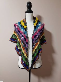 "Multicolor crotchet cover up, very light weight. Approximate Measurements 60\" x 34\"" Multicolor Beach Shawl For Spring, Spring Beach Shawl In Multicolor, Multicolor Yarn Shawl, Casual Multicolor Summer Shawl, Multicolor Crochet Shawl For The Beach, Spring Festival Crochet Shawl, Crochet Shawl For Spring Festival, One Size Multicolor Yarn Shawl, Multicolor Crochet Yarn Shawl