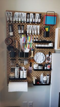 a peg board with many items on it