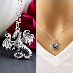 Dragon Necklace, for women, Game of Thrones Inspired, Mother of Dragons, House Targaryen, Daenerys Targaryen, jewelry women, necklace Daenerys Dragon Necklace, Targaryen Daenerys, Silver Dragon Necklace, House Targaryen, Dragon Necklace, Dragon Jewelry, Ruby Pendant, Silver Dragon, Mother Of Dragons