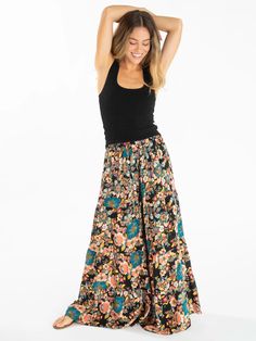 Patti Palazzo Pant - Black Pink Petunia Boho Bandeau, Black Palazzo Pants, Kimono Sweater, Palazzo Pant, Sweater Layering, Fun Pants, Lovely Clothes, Natural Life, Bohemian Clothes