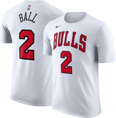 Design Short sleeve, crew-neck t-shirt Standard fit for a relaxed feel Ribbed collar Style and Team Spirit Screen printed team graphics Features player name and number prominently Additional Details Machine washable Officially licensed product Nike Web, Lonzo Ball, Nba Chicago Bulls, Youth Sports, Chicago Bulls, White T Shirt, Team Spirit, White Tshirt, White T