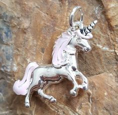 Pink and silver unicorn charm for bracelet, silver and pink unicorn charm, cute unicorn jewelry, silver unicorn pendant, cyte unicorn jewelry for girls Cute unique silver unicorn charm for Christmas gift, unicorn christmas gifts, delicate silver unicorn jewelry gift stocking stuffers for children girls, unique unicorn jewelry, unique design unicorn charms, unicorn charm for bracelets necklaces pendants backpacks zippers purses key rings gym bags pet collars, unicorn for jewelry making, silver un Cute Silver Charm Necklaces With Lobster Clasp, Personalized Whimsical Silver Jewelry, Whimsical Silver Personalized Jewelry, Whimsical Personalized Silver Jewelry, Cute Silver Charm Necklaces, Whimsical Pink Sterling Silver Jewelry, Pink Sterling Silver Jewelry With Removable Charms, Pink Sterling Silver Charms For Gifts, Whimsical Silver Charms For Gifts