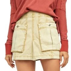 Nwt $78 Free People Gold Dust Denim Jean Skirt Yellow Tan Size: 8 New With Tags Msrp $78 Yellow Mini Skirt, Gold Mini Skirt, Camo Mini Skirt, Sparkle Shorts, Mini Wrap Skirt, Burgundy Skirt, Blue Jean Skirt, Studded Denim, Denim Jean Skirt