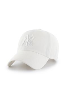 the new york yankees'47 clean cap in white is shown on a white background