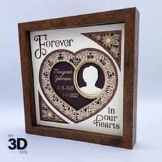 a wooden frame with a heart shaped cutout in the center