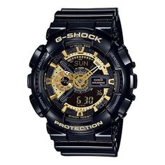 CASIO G-Shock Analog-Digital 'Black Gold' GA-110GBX-1APR Black Shock Resistant Watches For Outdoor Activities, Functional Black Watch For Streetwear, Functional Black Watches For Streetwear, Black Shock Resistant Watches For Sports, Black Shock Resistant Sports Watch, Black Sports Watch Shock Resistant, Gold G Shock, Functional Black Shock Resistant Watches, G Shock 5610