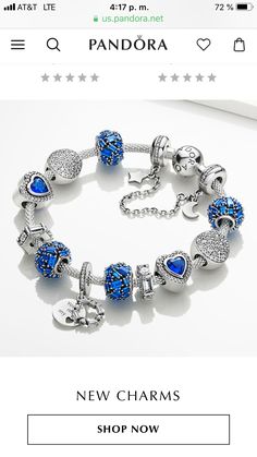 Pandora Bracelet Aesthetic Blue, Pandora Azul, Dark Blue Jewelry, Travel Bracelet, Pandora Earrings