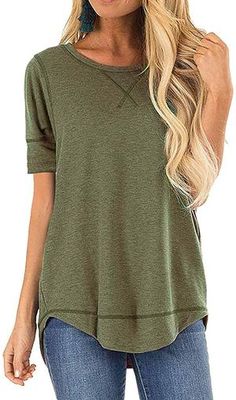 Haute Edition Casual Loose Fit Raglan Cross Stitch Comfy Tees. Plus Si – DAILYHAUTE Side Split Shirt, Cute Crewneck, Short Sleeve Tunic Tops, Loose Tunic, Cozy Tops, Upper Arms, Short Sleeve Tunic, Loose Tops, Side Split