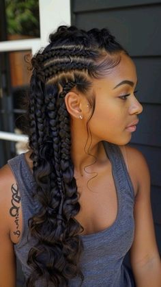 Wedding Day Braids Hairstyles Black Women, Black Women Two Braids Hairstyles, French Curls Braids Cornrows, Scalp Twist Natural Hair, Fancy Curly Hairstyles Natural, Pregnancy Braids Hairstyles, Formal Braid Styles, 4 Goddess Braids Hairstyles, Wedding Hairstyles Braids Black Women