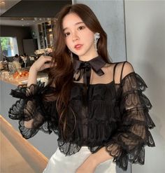 This is a high quality item. It will be packaged well and ship to you safe and fast. Length: about 57cm Bust: 98cm Sleeve: 50cm Recommended weight: less than 60kg ​This item includes blouse and camis. Material: Lace,Chiffon Buying 2 or more items automatically saves you money Womens Lace Tops, Long Sleeve Outfits, Spring Girl, Lace Top Long Sleeve, Womens Long Sleeve Shirts, Mode Hijab, Online Fashion Stores, Blouse Vintage, Lace Blouse