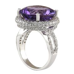 Stamped: 14K White GoldTotal Ring Weight: 9.0 GramsRing Length: N/ARing Width: N/AGemstone Weight: Total Natural Amethyst Weight is 12.31 Carat (Measures: 15.83x15.85 mm)Color: PurpleDiamond Weight: Total Natural Diamond Weight is 1.50 CaratColor: F-G, Clarity: VS2-SI1Face Measures: 19.52x19.72 mmSku: [702199W] Luxury Amethyst Ring With Brilliant Cut Diamond, Luxury Amethyst Diamond Ring With Brilliant Cut, Luxury Purple Gemstones With Halo Setting, Luxury White Gold Amethyst Ring With Diamond, Elegant Ring With Amethyst Center Stone, Luxury Purple Amethyst Ring With Halo Setting, Elegant Amethyst Rings With Accent Stones, Elegant Purple Ring With Center Stone, Luxury Purple Platinum Rings