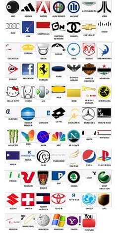 an image of many different logos on a white background, all with the same colors and shapes