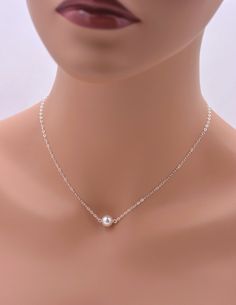 Single Pearl Necklace, 925 Sterling Silver Necklace, Floating Pearl Necklace, Minimalist Jewelry, Gi Real Silver Necklace, Bridesmaid Pearl Necklace, Bridesmaid Necklaces, Floating Pearl Necklace, Bridesmaids Jewelry, Silver Bridesmaid, Single Pearl Necklace, Necklaces Set, Real Pearl Necklace