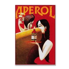 an advertisement for aperol beer with a woman holding a bottle