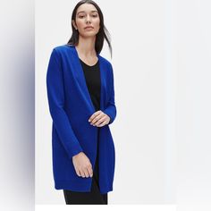 Brand New Never Worn - Color Is Royal Elegant Blue Knit Cardigan, Elegant Blue Knit Sweater, Classic Blue Knit Outerwear, Classic Blue Outerwear For Layering, Blue Knit Outerwear For Work, Elegant Blue Sweater For Fall, Elegant Blue Winter Cardigan, Elegant Blue Fall Sweater, Classic Blue Cardigan For Fall