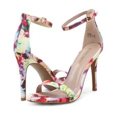 These Are The Gorgeous Dream Pairs Karrie Floral Stiletto Ankle Strap Sandal Made To Feel Like A Velvet Touch. Soft, Durable, And Classy These Are Just The Right Amount Of Color To Amp Up Your Most Basic Outfit - Be It A Solid Color Dress Or Jeans And A Tee. Rubber Sole Classic Open Toe Approximate Heel Height: 4" Platform Height: 0.25" (Approx) Tpr Rubber Sole Latex Padded Insole For Added Comfort Brand New Without Tag Multicolor Fitted Heels For Spring, Fitted Multicolor Sandals With Round Toe, Multicolor Round Toe Sandals, Fitted Multicolor Round Toe Sandals, Spring Multicolor Fitted Heels, Elegant Multicolor Summer Heels, Fitted Floral Print Heels For Spring, Multicolor Ankle Strap Sandals For Formal Occasions, Multicolor Heels For Formal Summer Occasions