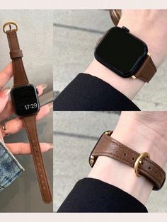 1pc Exquisite Mini Horse Hoof Buckle Leather Band, Slim Waist, Brown, Compatible With Apple Watch 38mm/40mm/41mm/42mm/44mm/45mm/49mm (Ultra), Fashionable  Watch Strap Compatible With Apple Watch Series 8 SE 7 6 5 4 3 2 1 Brown    Microfiber Leather  Smartwatch Bands   Watch Accessories & Tools, size features are:Bust: ,Length: ,Sleeve Length: Apple Watch Series 8, Watch Band Bracelet, Apple Watches, Mini Horse, Apple Watch 38mm, Smart Watches, Watch Accessories, Band Bracelet, Leather Watch Strap