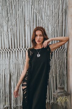 Black Boho Fringe Dress Bohemian Slip Dress Frayed Beach Cover up Dress See Through Dress Boho Resort Dress Ladder Sides Dress - Etsy