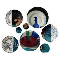 a group of plates with different designs on them