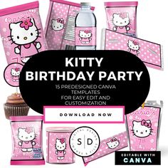 a pink hello kitty birthday party package