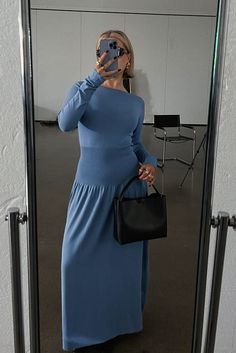 Knitted Waist Detail Maxi Dress Blue | NA-KD Blue Long Maxi Dress For Fall, Modest Long Sleeve Blue Maxi Dress, Blue Stretch Maxi Dress For Fall, Modest Blue Maxi Dress For Fall, Modest Long Blue Dresses, Chic Blue Stretch Maxi Dress, Chic Blue Maxi Dress For Fall, Modest Blue Midi Dress For Fall, Chic Long Blue Midi Dress