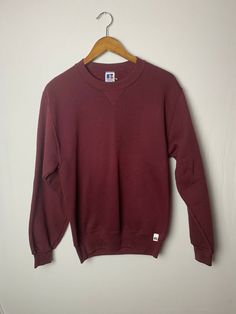 Vtg 90s Russell Athletics Maroon Red Crewneck Sweatshirt Blank Men's Size S.  Nice sweatshirt, no stains or rips, Measurements below.  Will smell dusty from age. Pit to Pit:18 1/4 in Collar to Hem:26  in Sleeve Length: 24 in Inventory c Casual Burgundy Crew Neck Sweater, Vintage Red Crew Neck Sweater, Red Vintage Crew Sweater, Casual Burgundy Cotton Sweater, Classic Red Crew Neck Sweatshirt, Vintage Crew Neck Sweatshirt For Everyday, Vintage Crew Neck Everyday Sweatshirt, Red Cotton Crew Sweatshirt, Red Crew Neck Casual Sweater