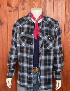 Shipped with UPS for fast delivery. Description: Vintage wrangler western flannel shirt Condition: Good Washed and ready to wear. Marked size: XL, but please refer to measurements A: pit to pit : 67cm B: length from back neck seam to bottom back hem: 80cm C: from neck seam to bottom sleeve hem: 82cm D: length from shoulder seam to shoulder seam: 52cm *See last picture for details. *Please view all Detailed Pictures of the item up for offer for exact condition. *Please carefully view all size dim Western Style Plaid Flannel Shirt For Ranch, Plaid Long Sleeve Western Flannel Shirt, Western Style Long Sleeve Plaid Flannel Shirt, Western Plaid Flannel Shirt For Rodeo, Western Long Sleeve Flannel Shirt For Rodeo, Western Style Cotton Flannel Shirt For Rodeo, Casual Plaid Flannel Shirt For Rodeo, Western Cotton Shirt For Country Events, Cotton Shirt For Country Events In Fall