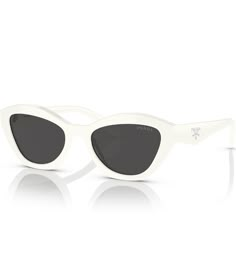 From Prada&#x2C; the Women's PR A02SF55-X 55mm Cat Eye Sunglasses feature: Acetate frameCat eye shapeStandard solid lensNon-polarizedRx-ableApprox. 55mm lens-17mm bridge-140mm templeImported. Elegant White Cat Eye Sunglasses With Uva Protection, Classic White Sunglasses With Uva Protection, Classic White Cat Eye Sunglasses With Polarized Lenses, Classic Cat Eye Sunglasses In Optic White, Classic White Sunglasses With Tinted Lenses, Classic Optic White Cat Eye Sunglasses With Tinted Lenses, Classic White Cat Eye Sunglasses With Tinted Lenses, Prada Sunglasses White, White Cat Eye Sunglasses