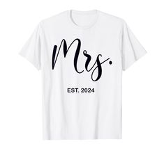 a white t - shirt with the word mrs est 2012 printed on it