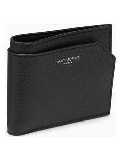 1000 SAINT LAURENT  BLACK GRAINED LEATHER EAST/WEST WALLET Luxury Leather Wallet With Grained Texture, Luxury Wallets With Grained Texture For Formal Occasions, Formal Leather Wallet With Grained Texture, Elegant Leather Wallet With Grained Texture, Designer Textured Leather Wallet For Business, Luxury Textured Leather Wallets For Everyday, Designer Textured Leather Business Wallet, Elegant Black Trifold Wallet With Smooth Grain, Classic Textured Leather Wallet For Business