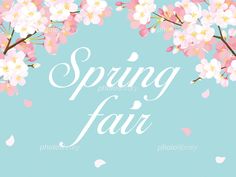 spring fair with pink flowers on blue background