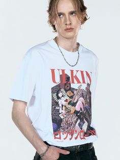 This is a trendy and unique t-shirt by ULKIN that is made out of high quality and sturdy fabric. With design detail that gives a streetwear mood, you can style it in various ways for your young and casual daily outfit.- Oversized silhouette- Artist Tree 13's collab graphic artwork print detail- Tentar and tumble washed fabric Punk Style Short Sleeve T-shirt With Graffiti Print, Summer Streetwear Graphic Print T-shirt, Summer Graphic Print T-shirt For Streetwear, Hip Hop Graphic Print T-shirt For Summer, Hip Hop Style Summer T-shirt With Graphic Print, White Harajuku T-shirt With Graffiti Print, White Punk Tops With Graffiti Print, Urban Summer T-shirt For Streetwear, Urban Style Summer T-shirt For Streetwear