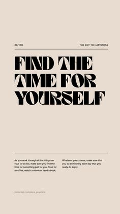 Find The Time For Yourself Motivational Quote Art Print Goals Journal, Letter Boards, Motivational Speech, Motivational Wallpaper, Time For Yourself, Bedroom Walls