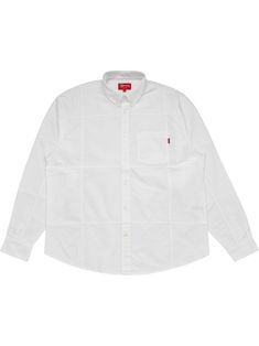 White cotton patchwork Oxford shirt from SUPREME featuring button-down collar, front button fastening, chest patch pocket, long sleeves and curved hem. | Supreme patchwork Oxford shirt Supreme Clothing, Patchwork Designs, Oxford Shirt, Button Down Collar, Shirt White, White Cotton, Size Clothing, Patch Pocket, Chef's Jackets