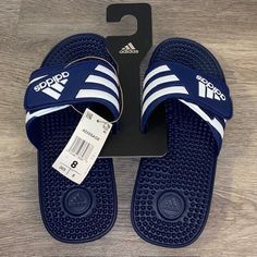 Adidas Adult Unisex Adissage Sandal Run Dark Blue/White/Dark Blue F35579 Size 8 Blue Closed Toe Slippers For Summer, Comfortable Slip-resistant Blue Sandals, Adidas Blue Slip-on Sandals, Navy Slip-on Slides For Summer, Blue Slip-on Casual Flip Flops, Comfortable Blue Closed Toe Sandals, Blue Casual Slip-on Flip Flops, Casual Blue Slip-on Flip Flops, Sporty Blue Flip Flops With Round Toe