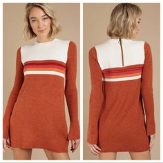 Reposhing This Item I Purchased From @Djm31537. Loved It, But Ready To Rotate For Something New. Nwt. 70’s Striped Sweater Drew’s. Fits True To Size. Zipper Back With O Ring. Questions? Leave A Comment Below! Color Block Mini Dress For Fall, Orange Long Sleeve Color Block Dress, Fall Color Block Mini Dress, White Color Block Dresses For Fall, White Color Block Dress For Fall, Casual Fall Color Block Dresses, White Retro Dress For Fall, Long Sleeve Tunic Dress, Black Skater Dress