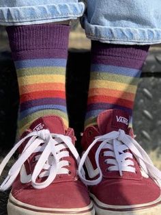 Rainbow striped crew socks Socks Aesthetic, Rainbow Socks, Striped Flats, Rainbow Connection, Funky Socks, Rainbow Aesthetic, My Little Pony Characters, Crew Sock, Striped Socks