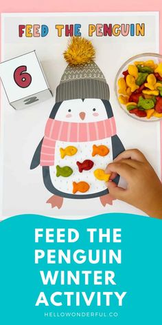 the penguin winter activity for toddlers to learn how to feed the penguins with this free printable