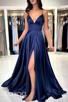 Prom Dress With Pockets, Best Formal Dresses, Formal Prom Dresses Long, Homecoming Formal Dresses, Formal Prom Dress, Prom Dresses With Pockets, Spaghetti Strap Prom Dress, Mother Wedding Dress, Blue Evening Dresses