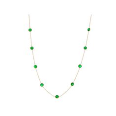 "Lovely lab-created emerald gemstones make this necklace a true masterpiece. Lovely lab-created emerald gemstones make this necklace a true masterpiece. 18\" Chain type: cable Metal: 10k gold Finish: polished Packaging: boxedSTONE DETAILS Stone type: simulated Emerald Total weight: 2 1/4 ct. Center stone weight: 1/4 ct. 4 mm Shape: round Setting: channel Size: One Size. Color: Green. Gender: female. Age Group: adult." Classic Green Gemstone Necklace, Classic Green Necklace For May Birthstone, Classic Green Birthstone Necklace, Green Faceted Fine Jewelry Necklace, Green Faceted Necklace Fine Jewelry, Classic Green Emerald Necklace With Bezel Setting, Classic Green Emerald Gemstone Necklace, Green Necklaces With Bezel Setting, Green Necklace With Bezel Setting For May Birthstone